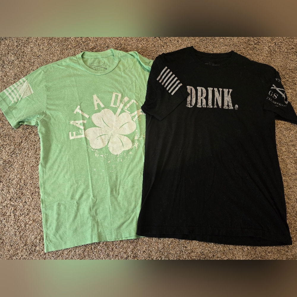Green and Black Graphic T-Shirts